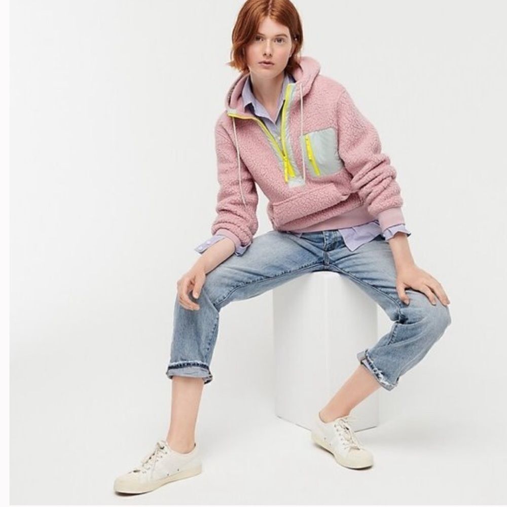 J. Crew Sherpa Fleece half zip hoodie. Size S